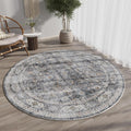 Round Rug 4ft Washable Circle Rug Non Slip Low Pile - Soft & Vintage