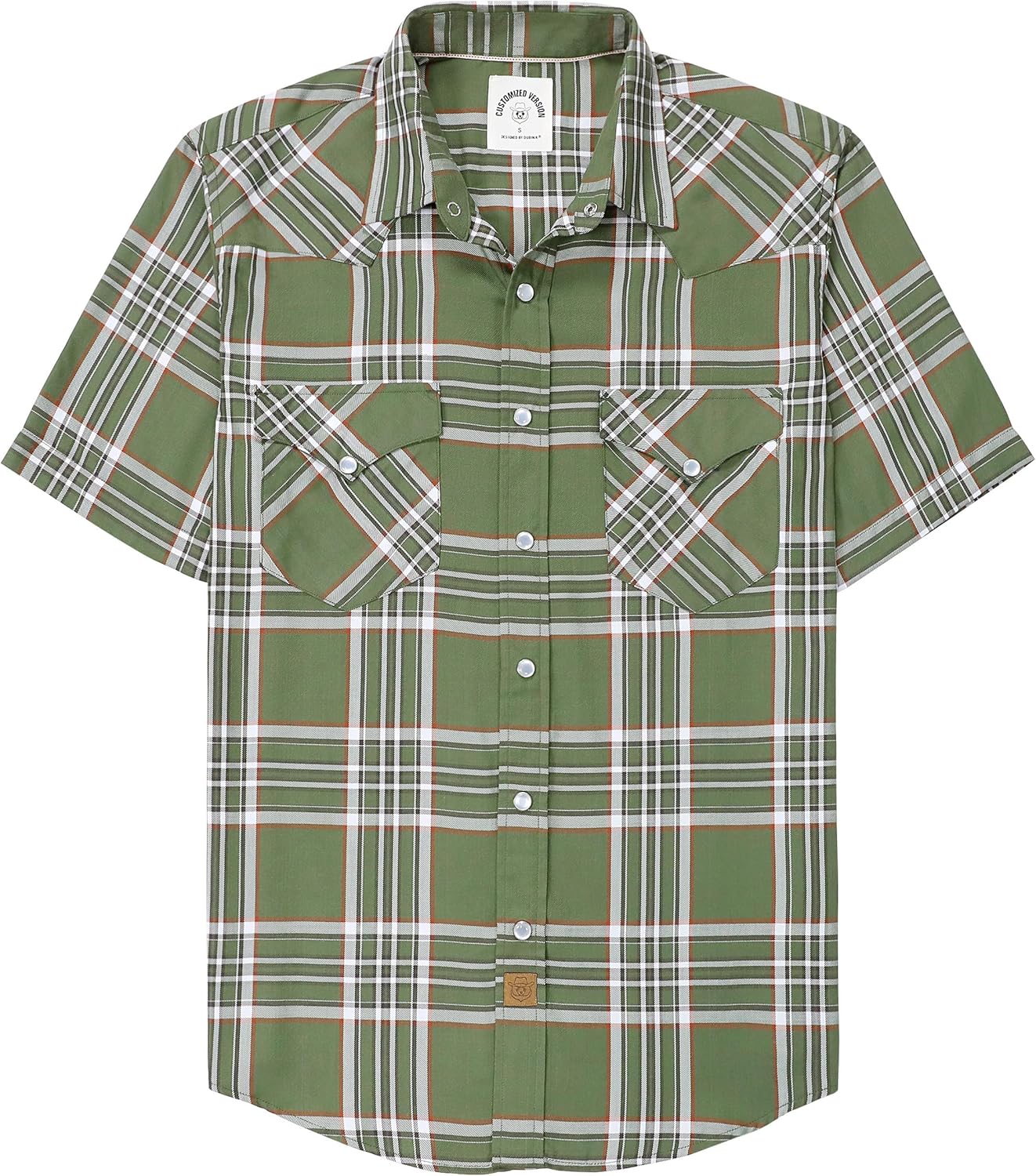 Stylish Mens Short Sleeve Plaid Shirts with Pearl Snaps