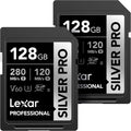 Lexar 128GB Professional SILVER PRO SD Card (2-Pack) - Fast UHS-II