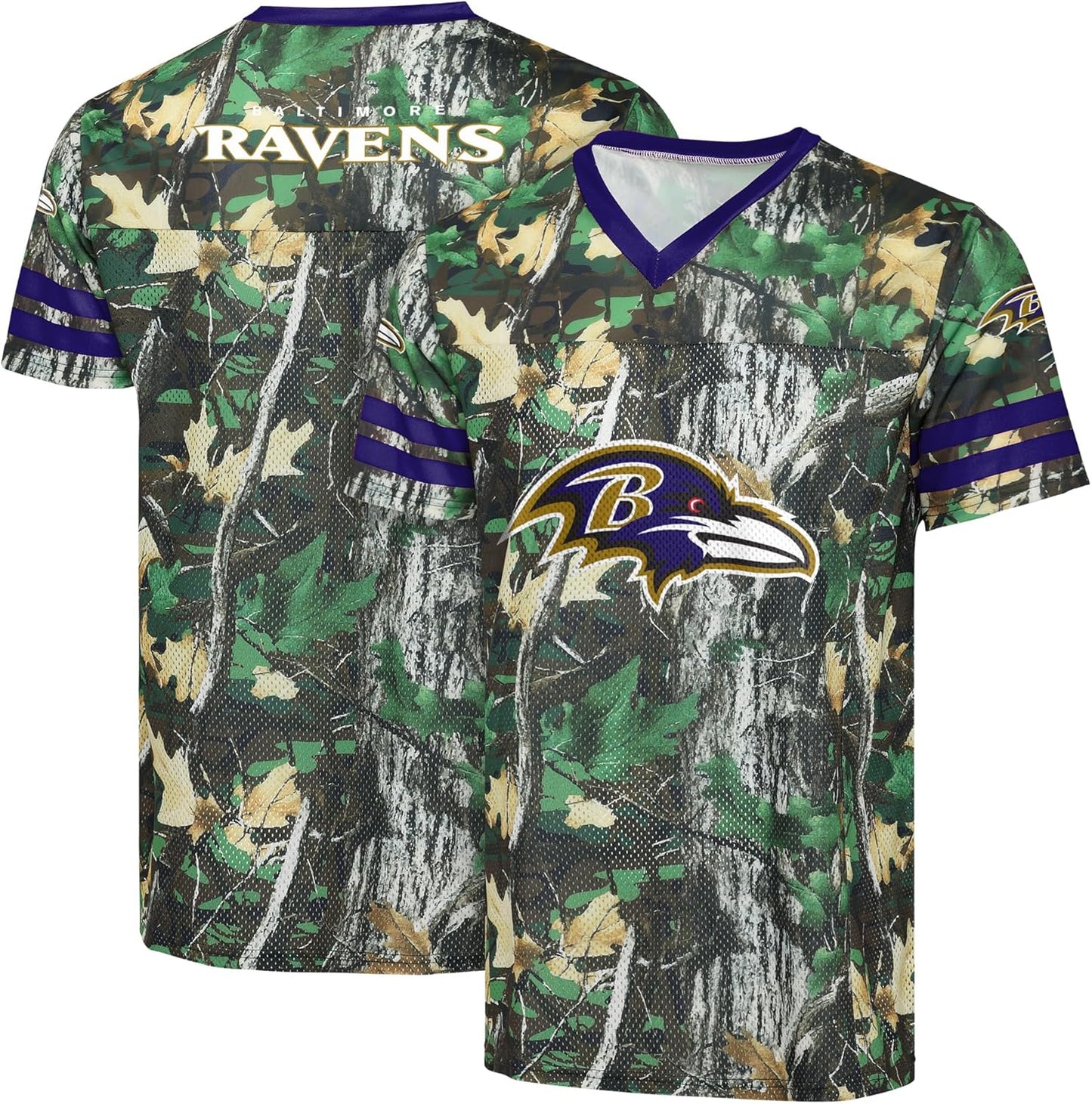 NFL Men's Officially Licensed Hunter Camo Game Day V-Neck Top