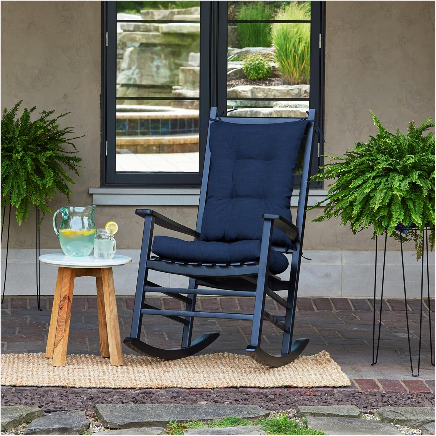 Water Repellent Rocking Chair Cushion Set - Sapphire Blue - Arden