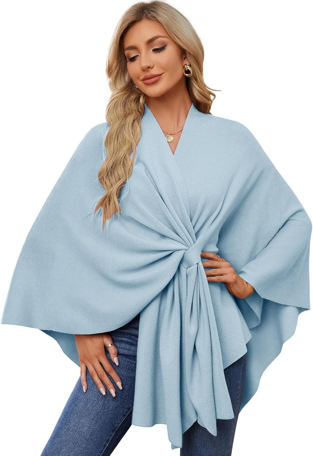 Elegant Shawl Wraps for Women - Soft Open Front Poncho Sweater