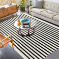 Beige Striped Rug 5x7 Area Rug - Machine Washable Cotton Blend