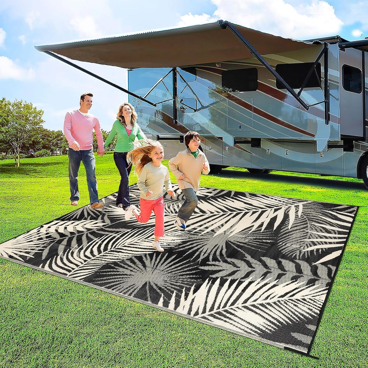 Reversible Outdoor Rug Waterproof for Patios and Camping