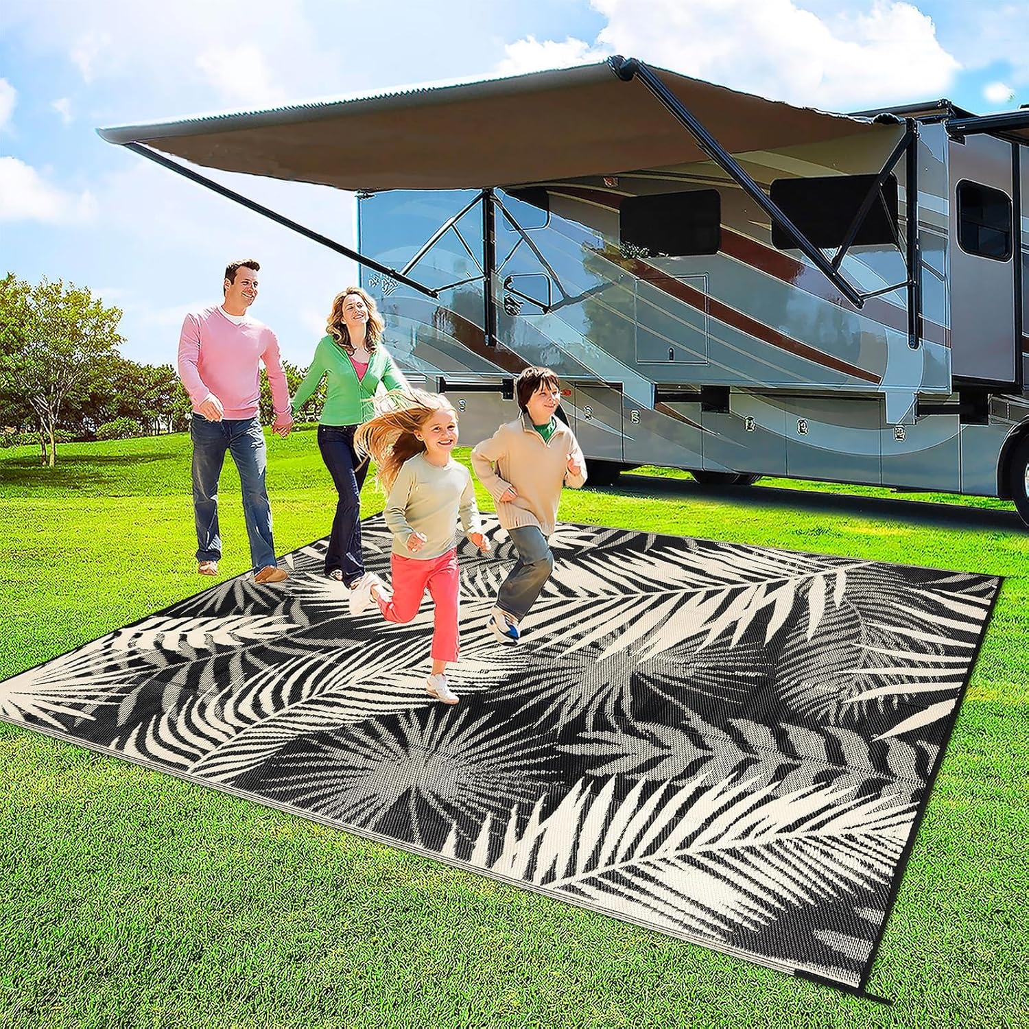 Reversible Outdoor Rug Waterproof for Patios and Camping