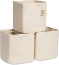 NaturalCozy Storage Cubes 11 in Cotton Rope Baskets - Shape-Holding