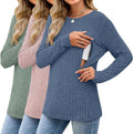 3 Pack Women's Nursing Long Sleeve Tops - Hidden Zipper Comfort are
