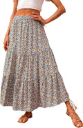 KIRUNDO Women's 2025 Fall High Waist Boho Floral Maxi Skirt
