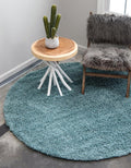 Unique Loom Solid Shag Area Rug 6 ft 1 in Round - Soft Light Slate