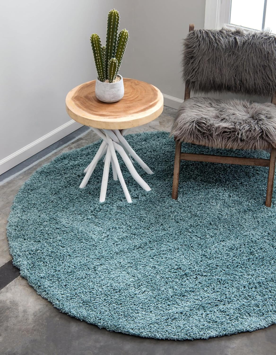 Unique Loom Solid Shag Collection Area Rug in Light Slate Blue