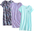 PNAEONG Women's Cotton Nightgown 3-Pack - Soft Midknee Sleep T-Shirts