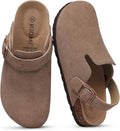 KIDMI Women's Suede Clogs with Back Strap - Comfortable