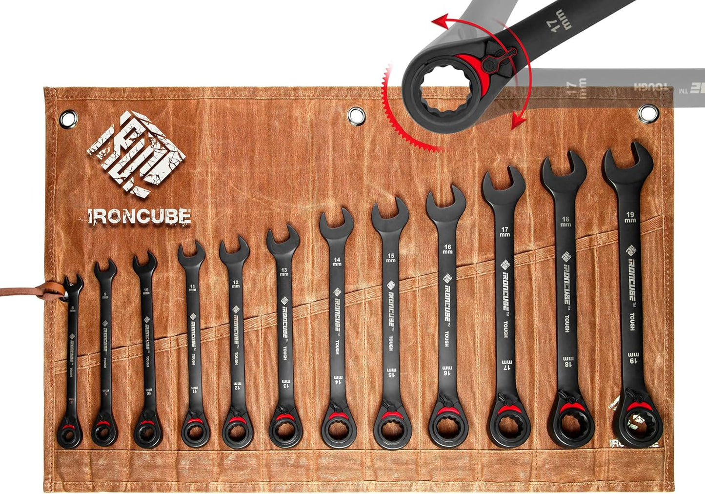 Reversible Ratcheting Wrench Set: 12-Piece Metric Tools