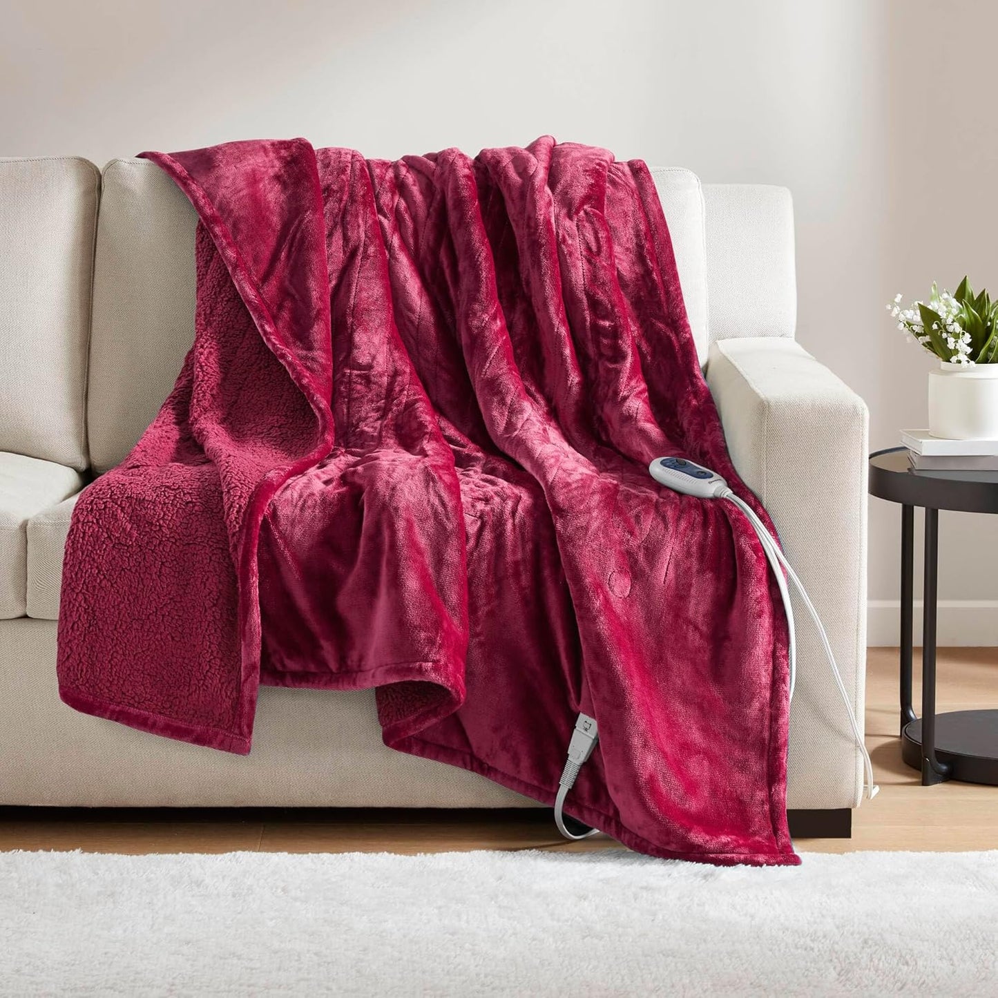 Beautyrest Heated Blanket - Soft Reversible Plush Electric Throw