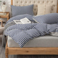 PURE ERA Jersey Knit Duvet Cover Set Queen - Super Soft Striped