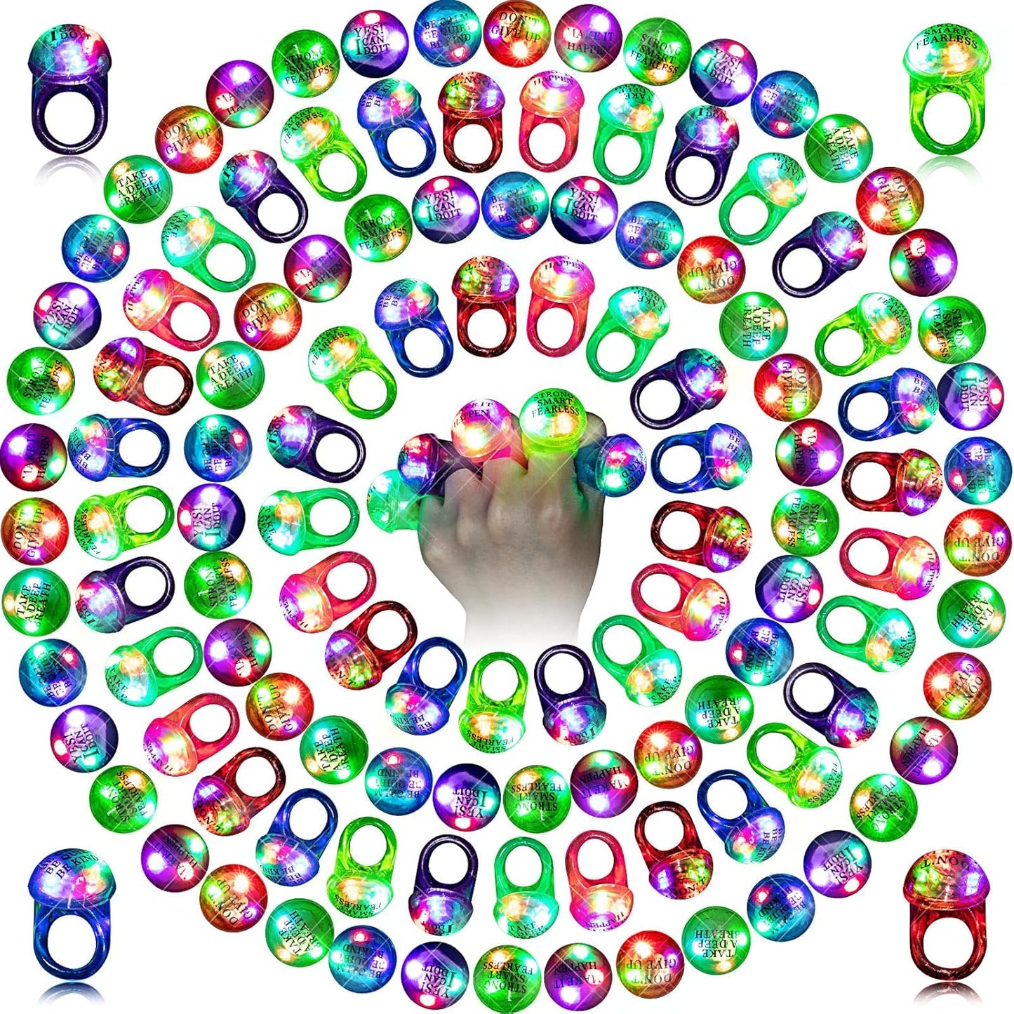 Sosation 100 Pcs Halloween Light Up Rings for Party Favors