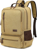 Canvas Laptop Backpack for Men Women - Durable 15.6in Travel Rucksack