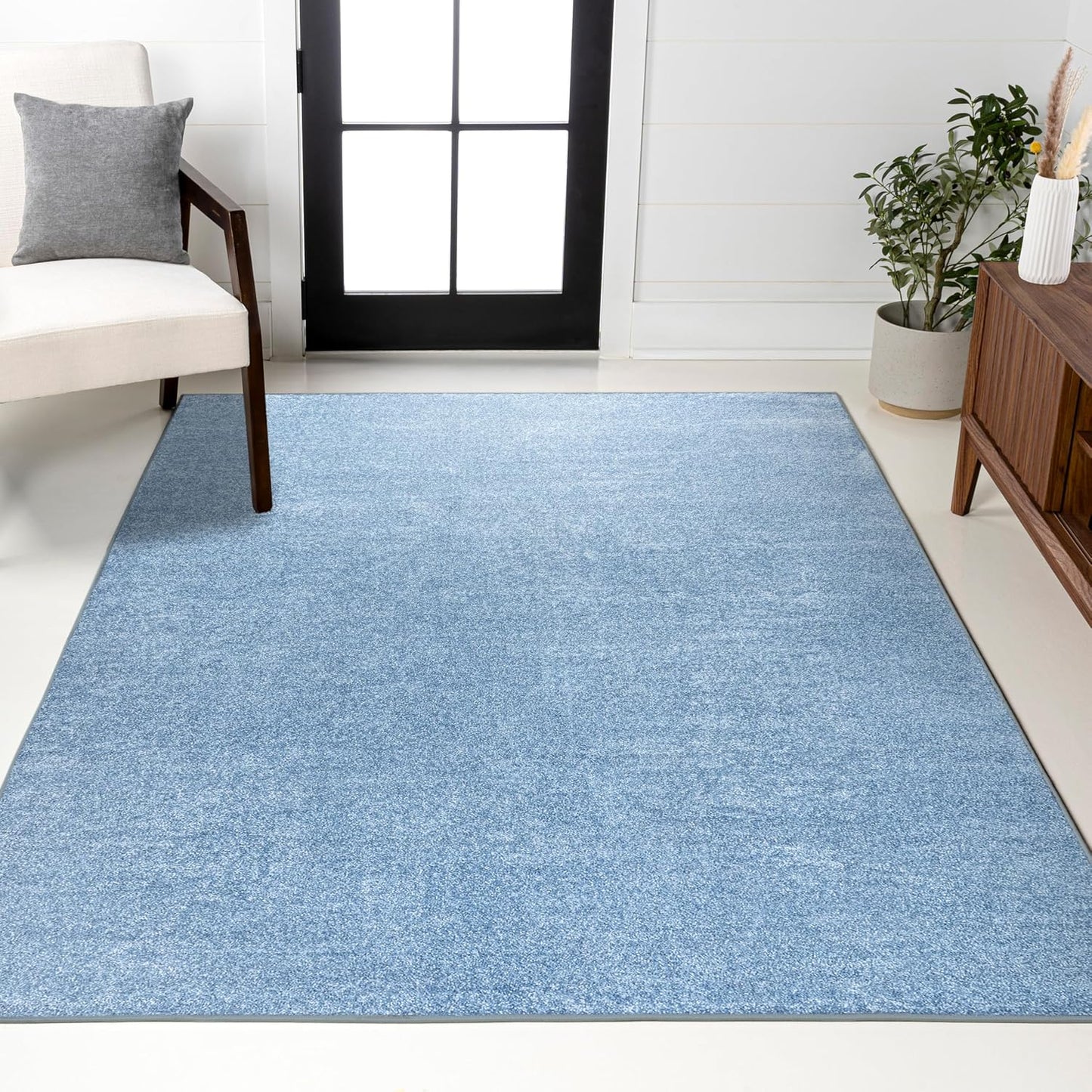 Haze Solid Low-Pile Classic Blue Indoor Area Rug 3x5 for Home
