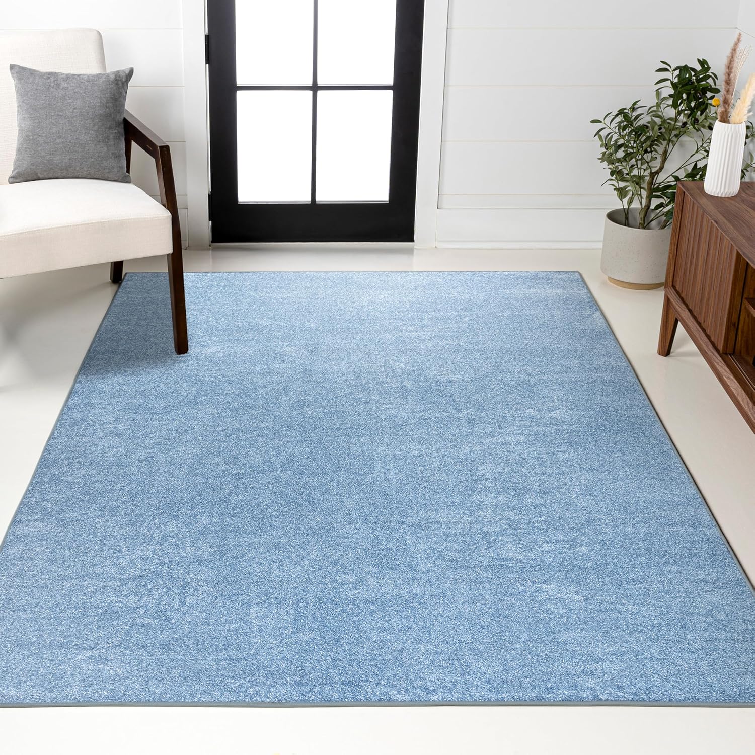 Haze Solid Low-Pile Classic Blue Indoor Area Rug 3x5 for Home