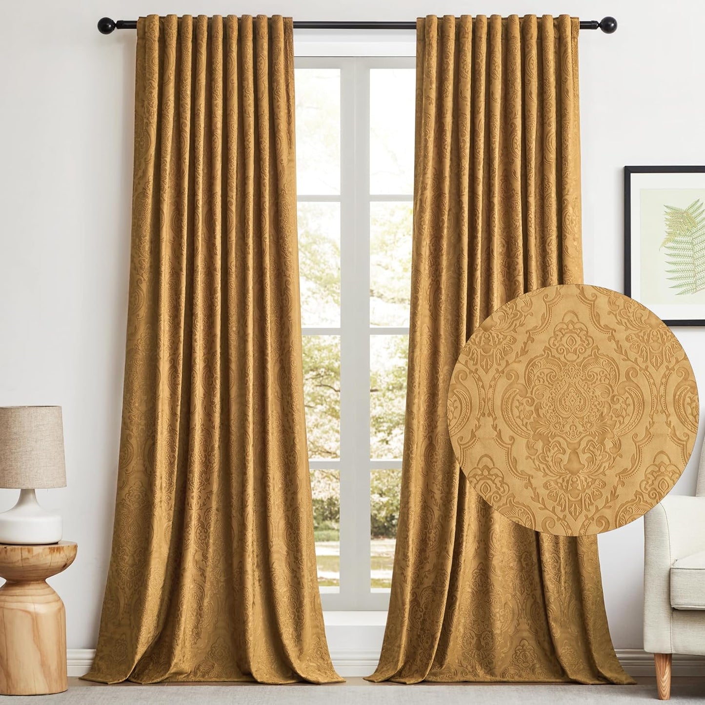 Luxury Boho Blackout Curtains for Living Room by GIGIZAZA