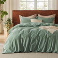 Bedsure Washed Cotton Duvet Cover King Size - Linen Look Comfort