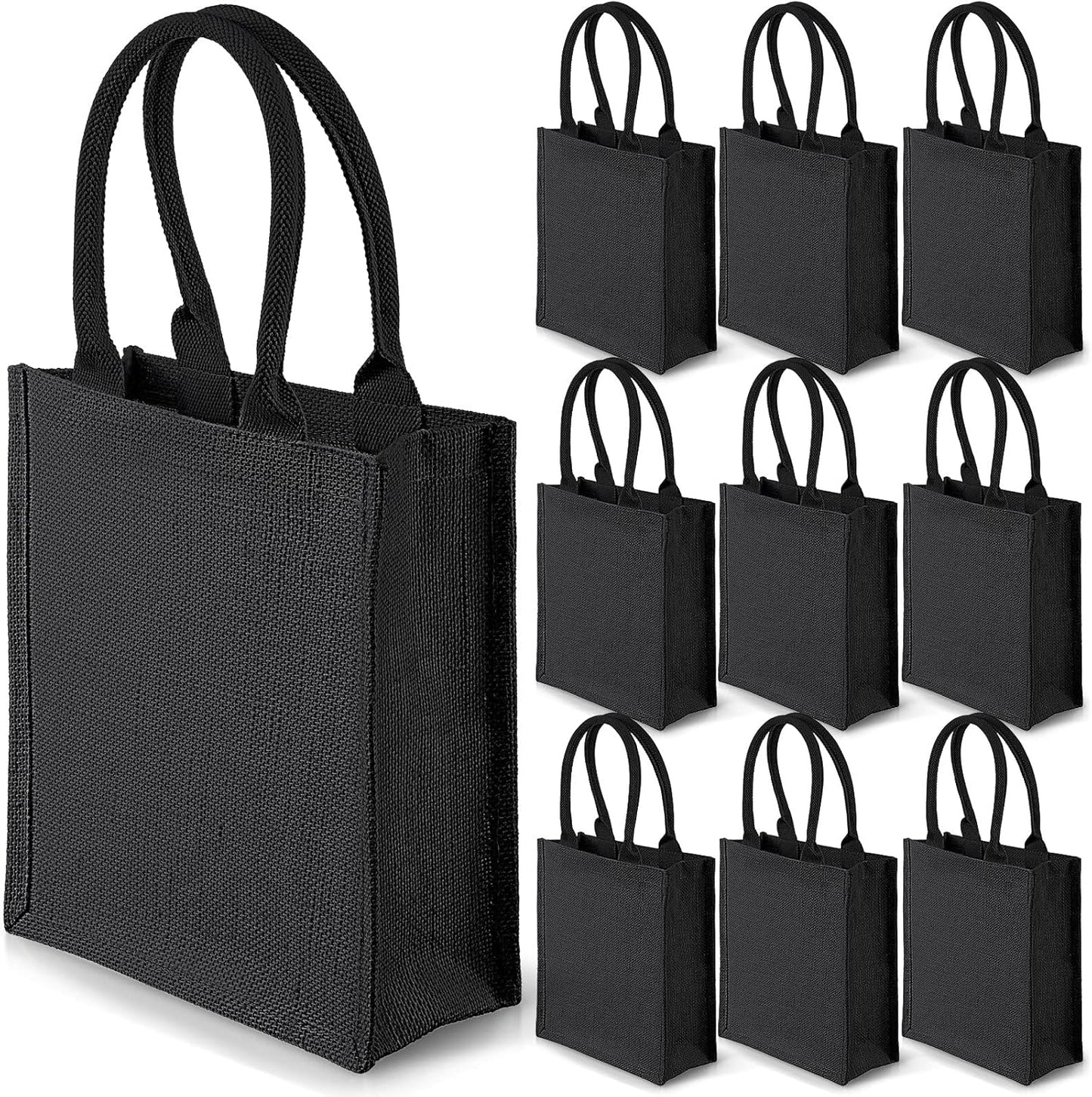 Burlap Tote Bags for Weddings, Beach, and Shopping - 10 Pcs