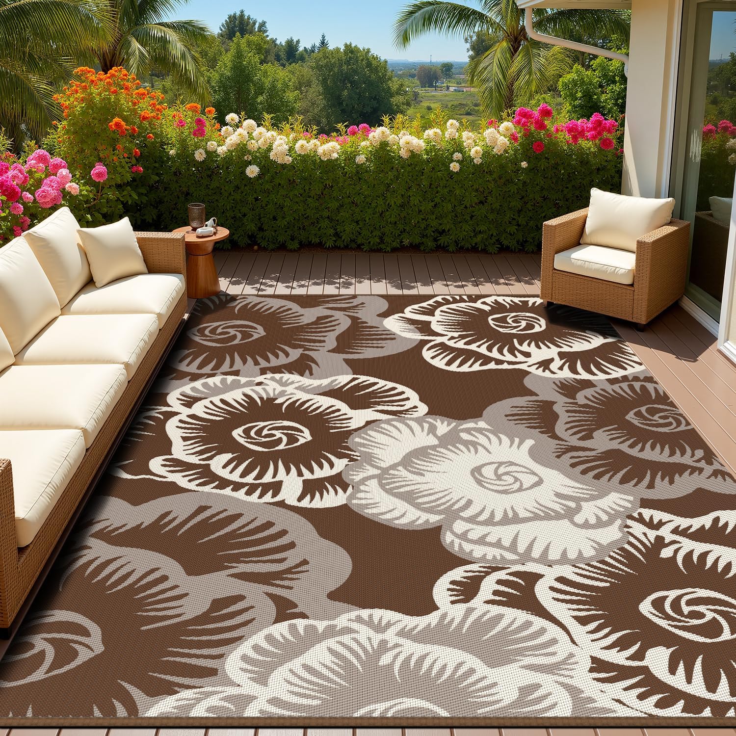 MontVoo Waterproof Outdoor Rug for Patio, Camping, and More
