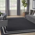 Nourison Essentials Solid Black Ivory 9 ft x 12 ft Area Rug - Durable