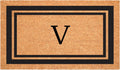Black Border 24 x 48 Monogram Doormat V - Oversized Coir