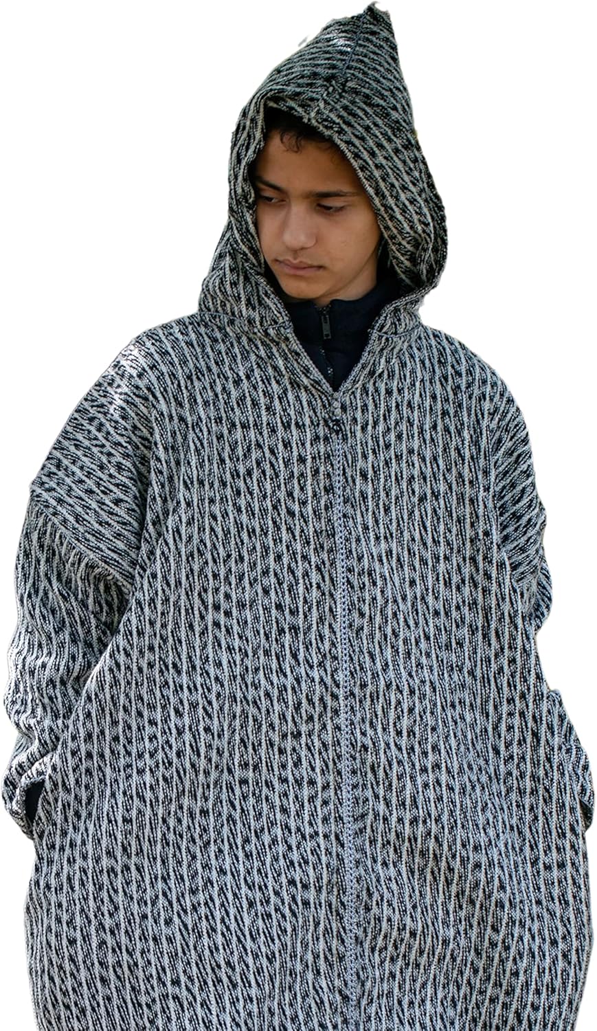 Handmade Striped Djellaba Sweater Coat for Winter Comfort