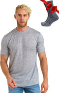 Merino Wool T-Shirt Mens for Men - Lightweight Thermal Top with Socks