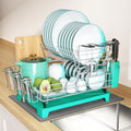 Turquoise 2-Tier Stainless Steel Dish Drainer - Space Saving Counter