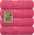 Luxury Cotton Bath Towels Set of 4 - Raspberry, 27 x 54 in