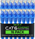 Cat 6 Ethernet Cable Pack 16-Pack 7 ft Patch Cables - Reliable 10 Gbps