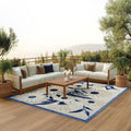 Aloha Indoor/Outdoor Blue Grey 6 ft x 9 ft Rug - Easy Clean Floral