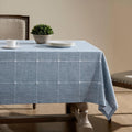 Grid Embroidered Hemmed Tablecloth 60x104 in - Dusty Blue farmhouse