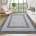 9x12 Living Room Rug Machine Washable Braided Print - Large Grey