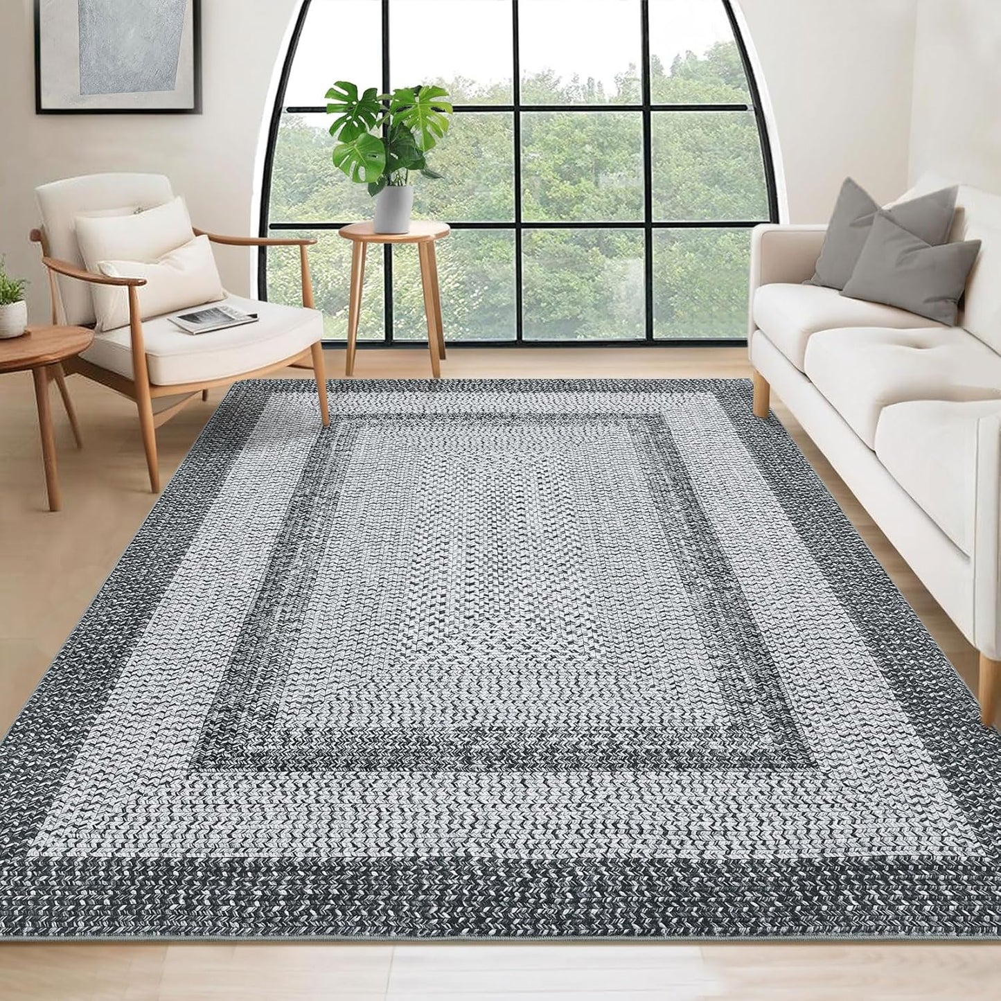 9x12 Large Washable Boho Accent Rug for Living Room Decor