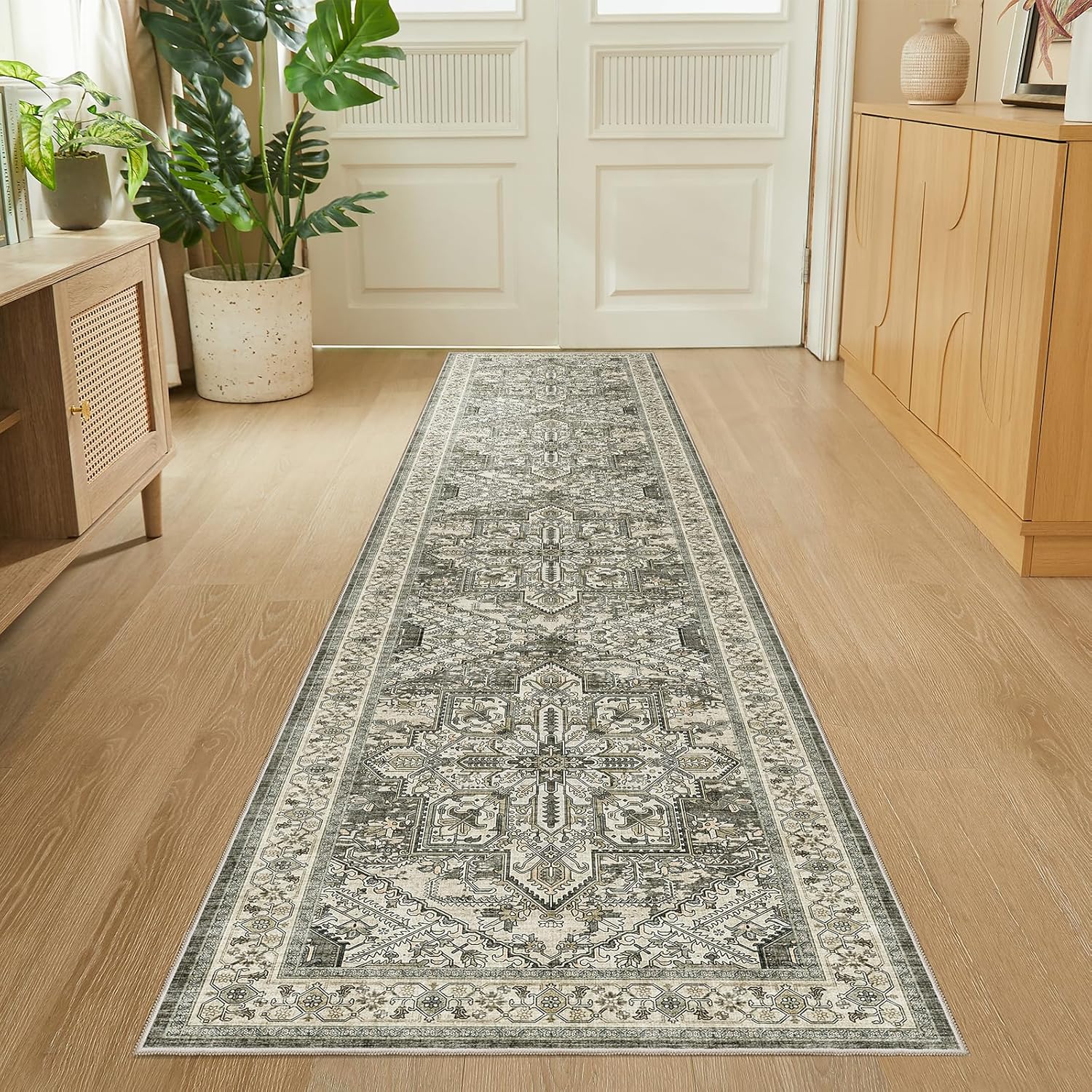 WITSHOCK 2x10 Long Runner Rug: Washable Distressed Boho Design