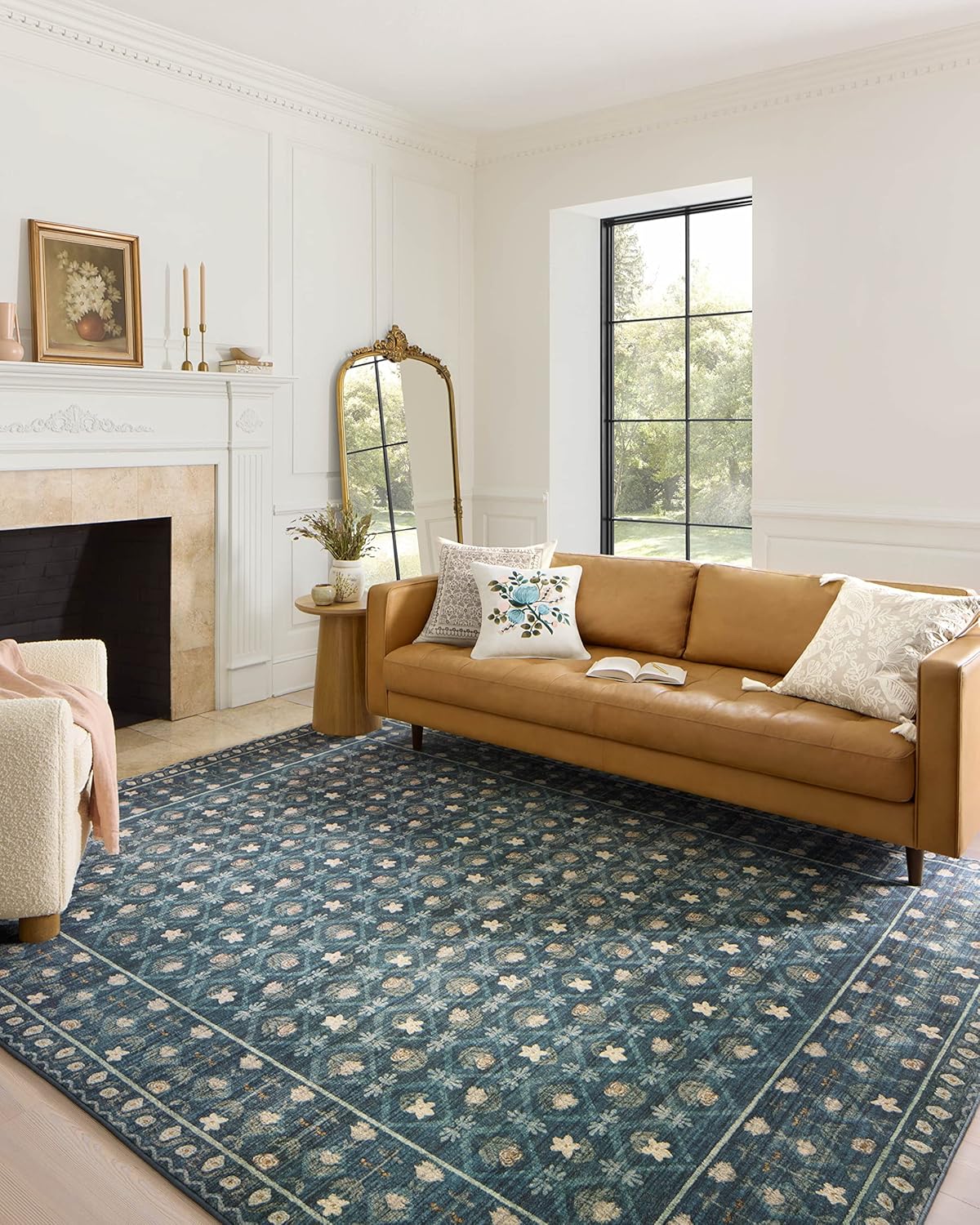 Eden Collection Lattice Indigo 2ft-6ft x 9ft-6ft Runner Rug