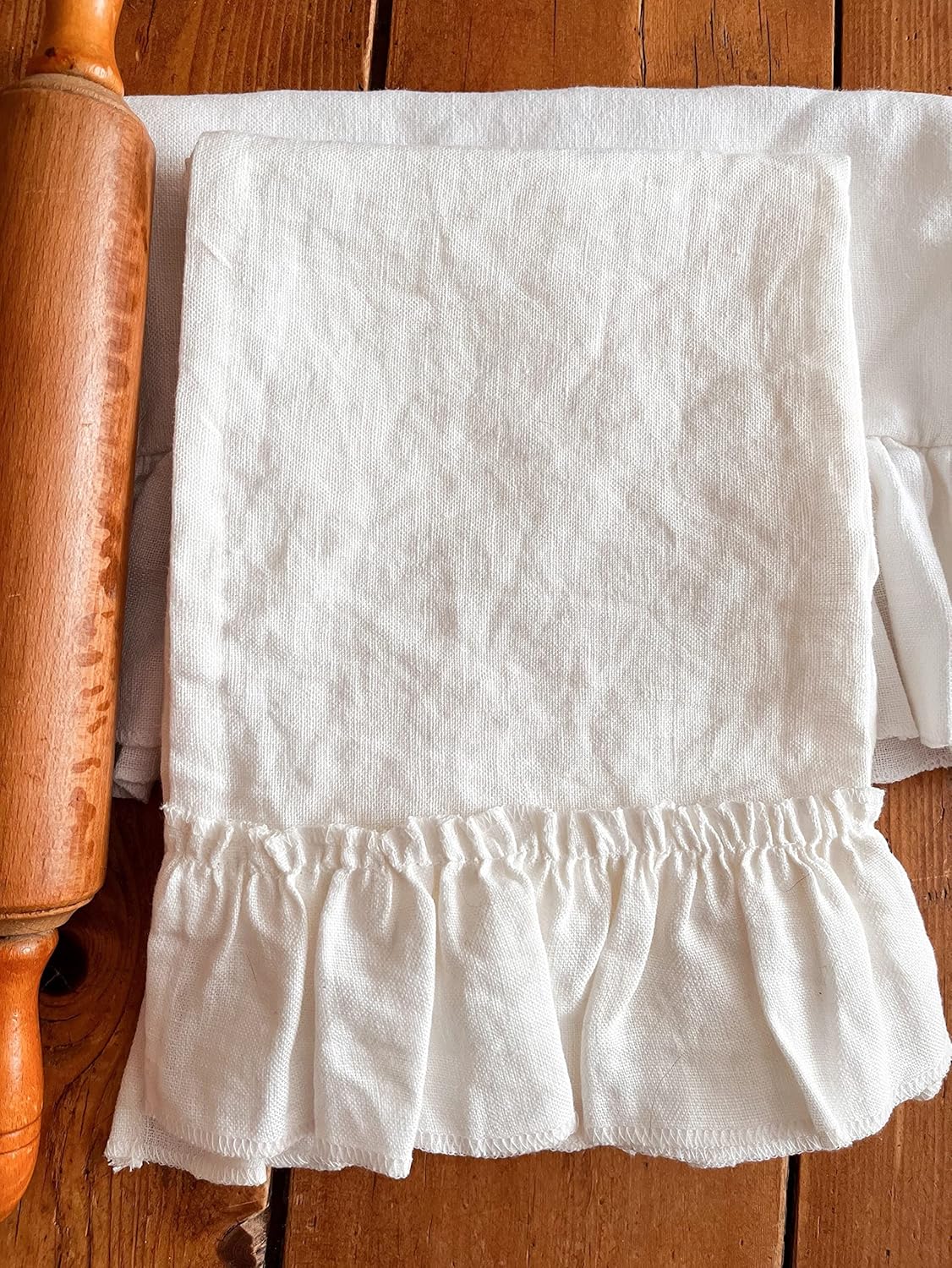 Farmhouse Linen Dish Towel Set of 2 for Shabby Chic Decor