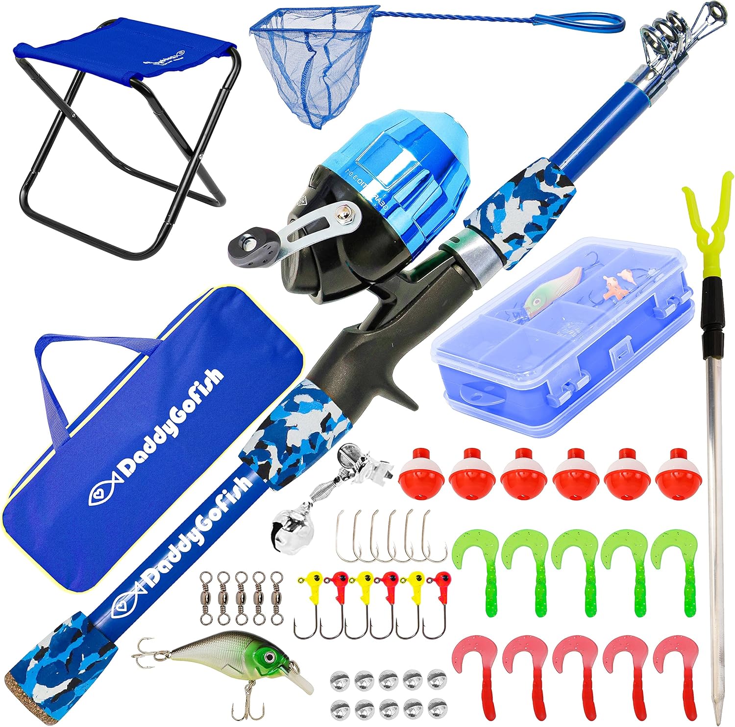 DaddyGoFish Kids Fishing Pole Combo Set for Young Anglers