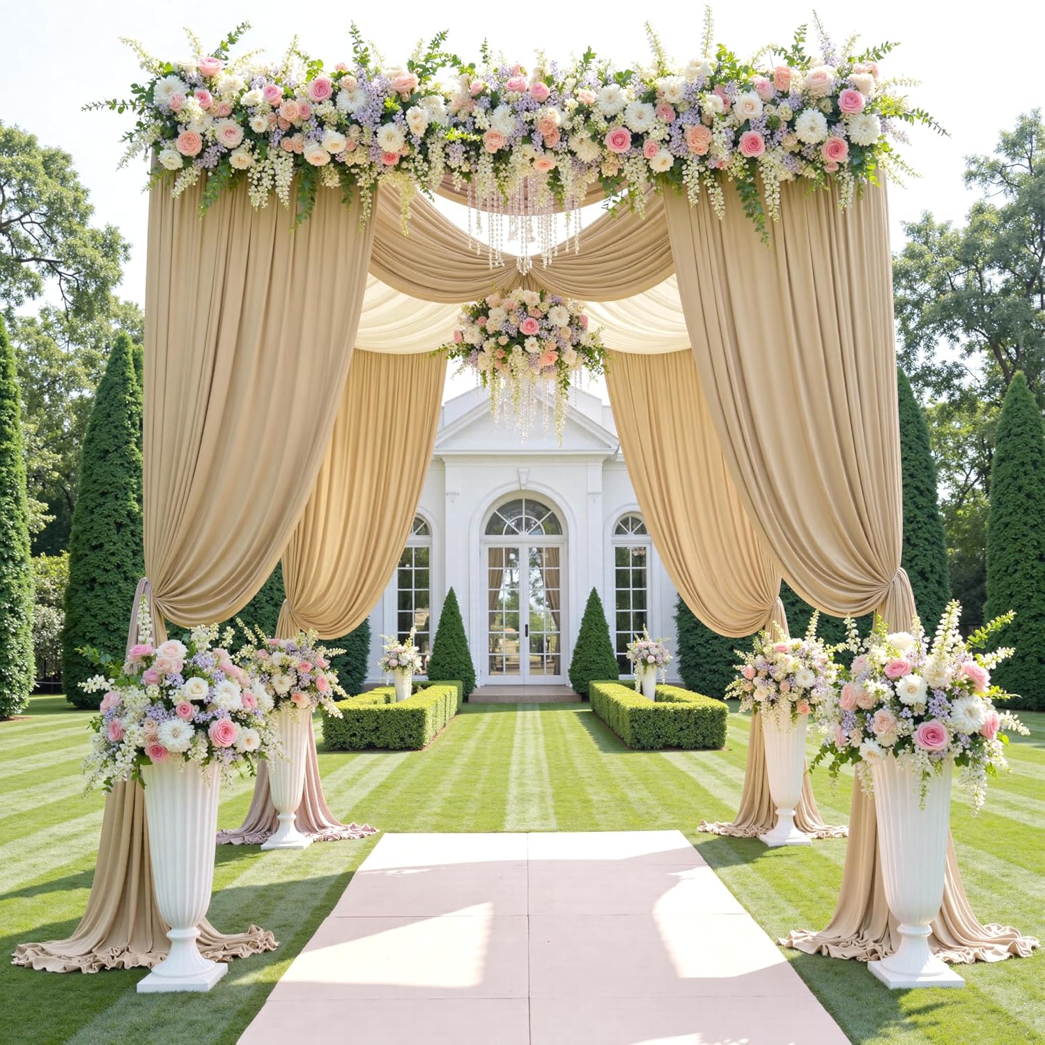 20ftx12ft Wrinkle Free Beige Backdrop Curtain for Events
