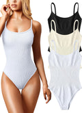 OQQ Women's Ribbed Seamless Bodysuit 3-Pack - Stretchy Summer Staple