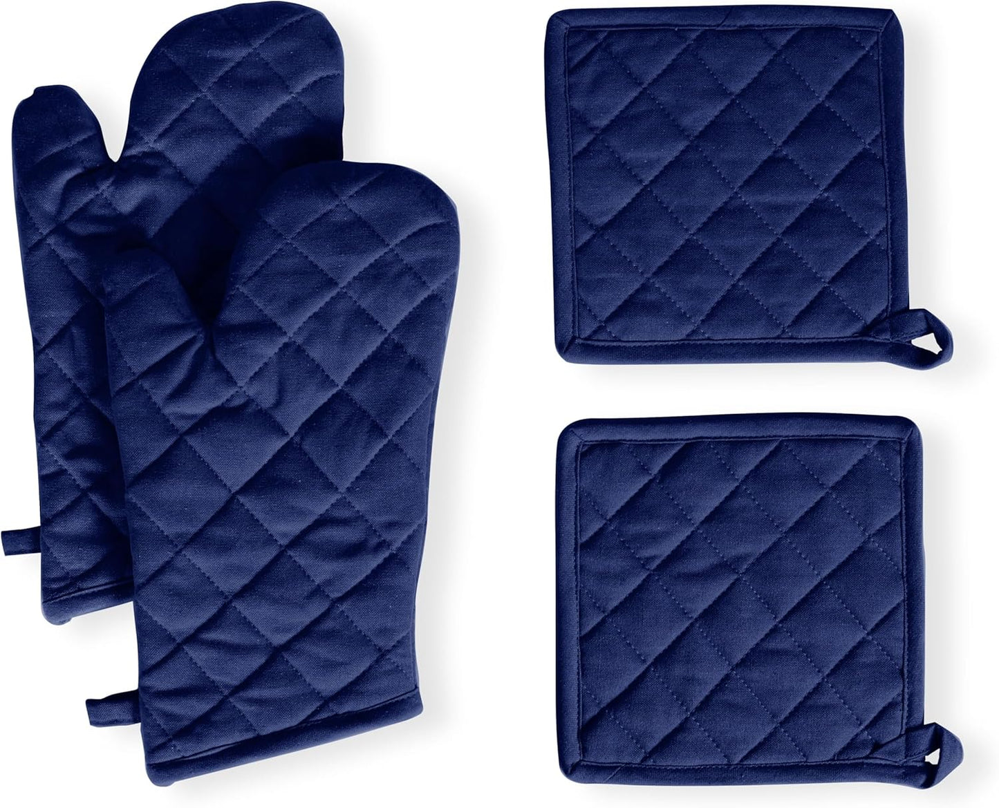 Ink Blue Heat Resistant Oven Mitts Set
