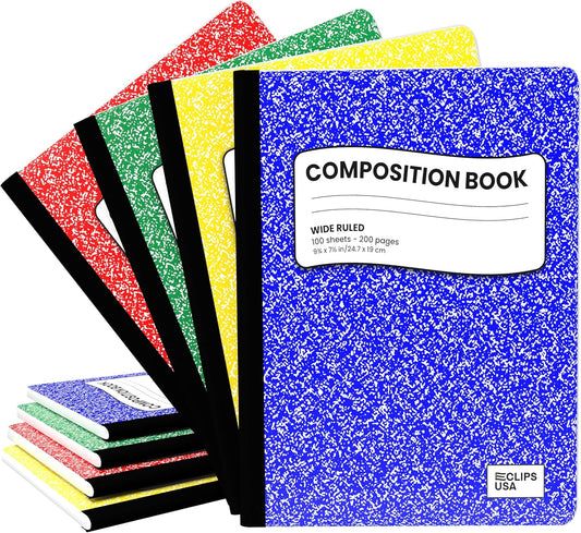 Marble Composition Notebooks, 4 Pack, Wide Ruled, 200 Pages