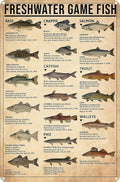 Boy's Fishing Gifts Vintage Fresh Water Gamefish Tin Sign - Retro Wall