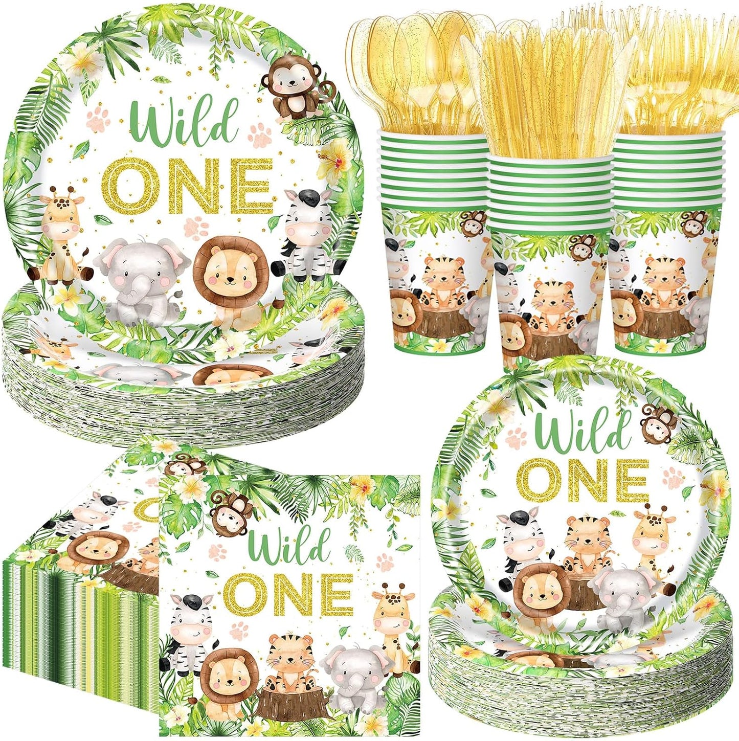 Funnymoom 400 Pcs Wild One Birthday Party Supplies Set