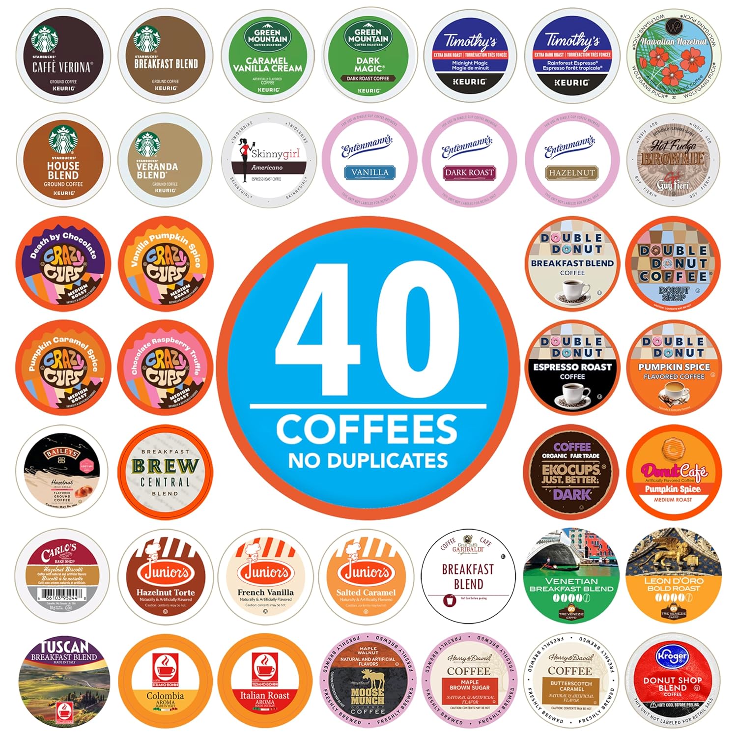 Crazy Cups Variety Pack - 40 Unique Keurig K Cups