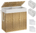Laundry Hamper with Lid and Dividers - Large 130L Wicker Basket